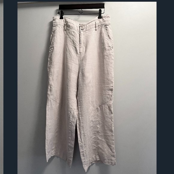NWOT: Nicole Miller: High waisted wide legged linen pants - Picture 2 of 8